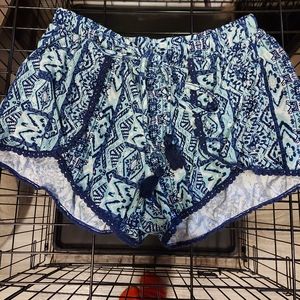 Boho blue shorts with tie